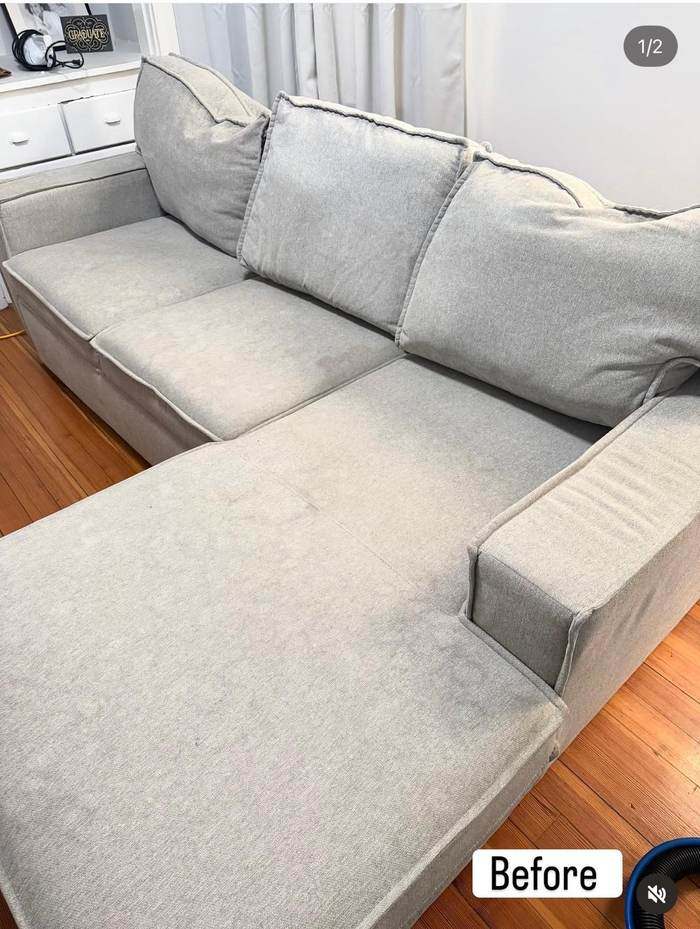 Couch before deep cleaning